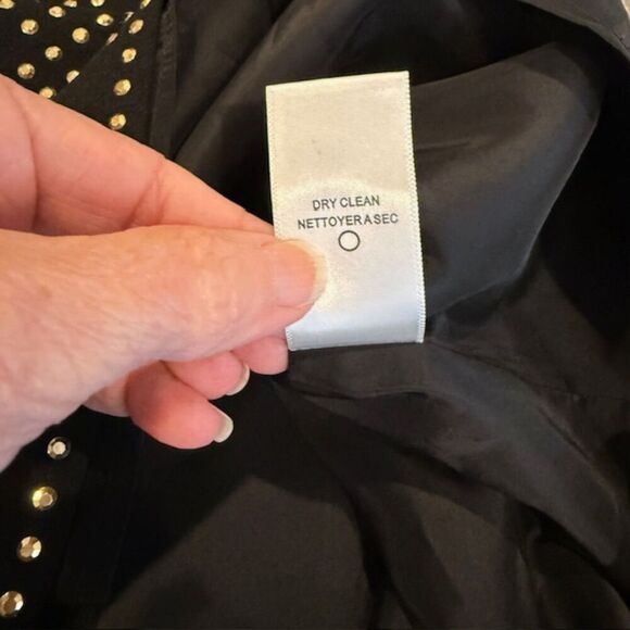 Trina Turk Blake Dress Gold Studded Black Crepe Mini Sheath Sleeveless Size 2 - Picture 10 of 15